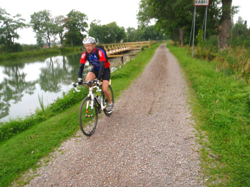 first non leisure biker that we have seen on the canal.